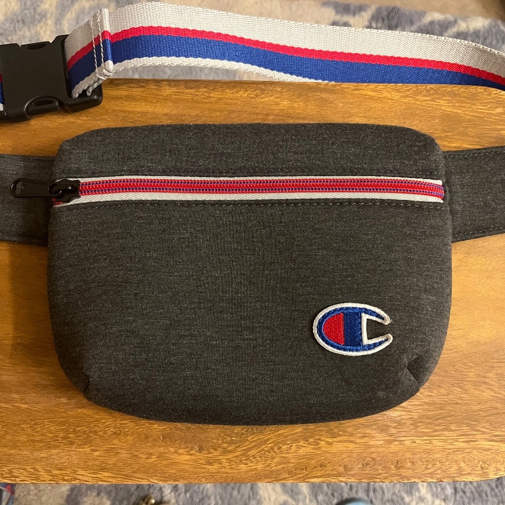 Champion Fanny Pack,Waist, Shoulder Bag One Strap Dark Gray Champ Logo NWOT